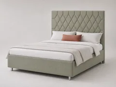 Кровать Rhomby в ткани Lofty Олива — общий вид